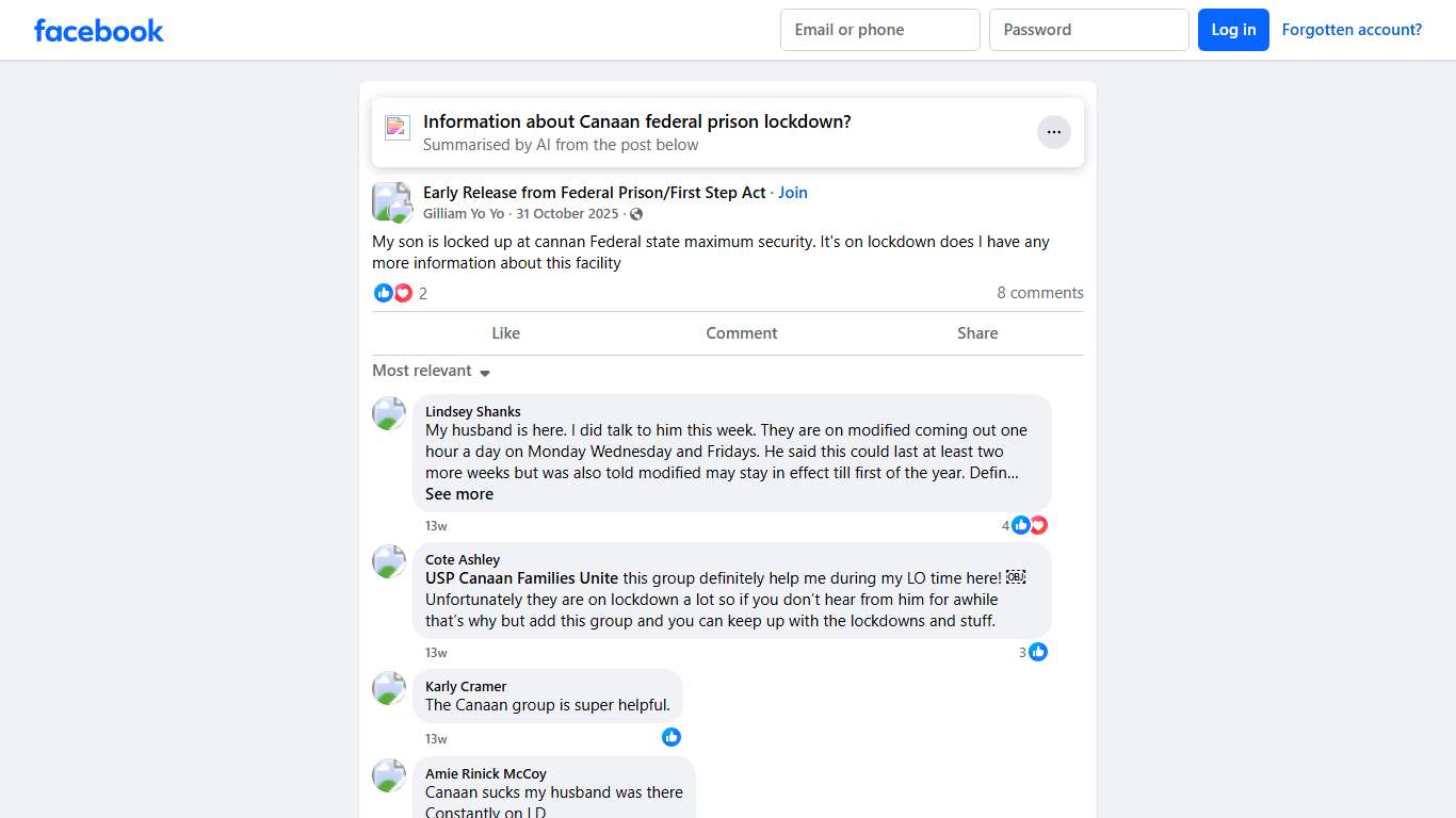 Early Release from Federal Prison/First Step Act My son is locked up at cannan Federal state maximum security Facebook
